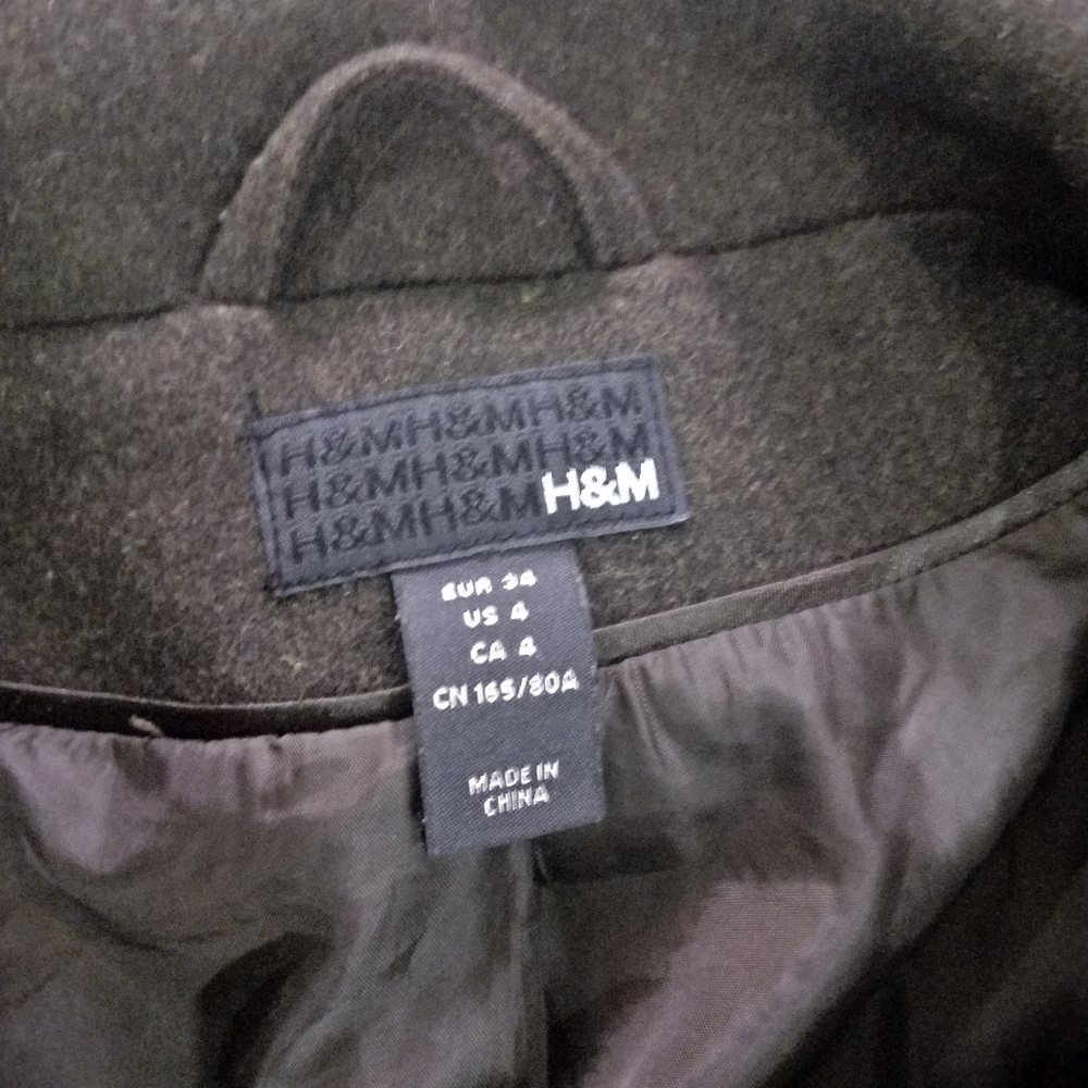 H&M Wool Military Style Coat Olive Green - Picture 10 of 11